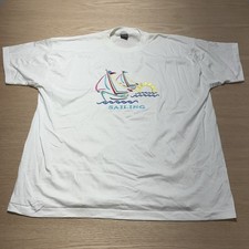 Fruit of the Loom BEST Vintage White Sailing T-Shirt Unisex XXXL Made in USA