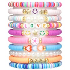 CHENSILAIYI 10pcs Friendship Bracelets for Teen Girls  Women: Beaded, Preppy...