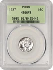 1937 10C Mercury Silver Dime PCGS MS66 FB Full Split Band Gem Uncirculated Coin2