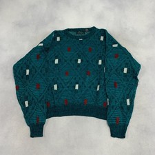Vintage Knitted Jumper Abstract Patterned Grandad Knit Sweater Men's Xl