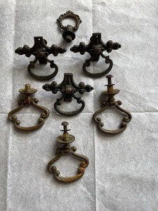 Antique Victorian Ornate Fancy Art Nouveau Brass Dresser Bureau  Handle Pull