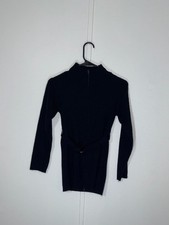 U.S. Polo Assn. Girls' Navy Ribbed Full-Zip Belted Sweater Dress Size M 10/12 