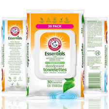 Arm and Hammer Face and Body Wipes for Adults - Deodorant Towelettes 30 Sheets f
