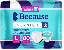 Because Overnight Absorbency Pull Ups - Adult Large 80 Count , White