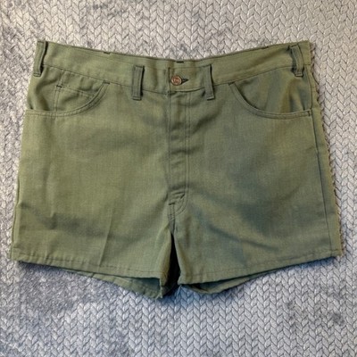 Vintage Levis Olive Green Hopsack Shorts 36 High Rise Men Women Big E Gorpcore