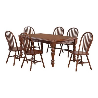 Sunset Trading Andrews 7-Piece 72'' Extendable Wood Dining Set in Chestnut