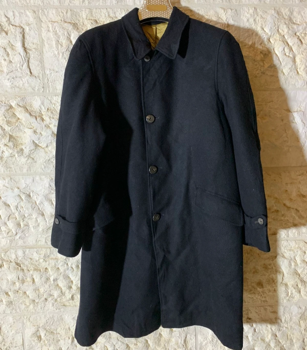 1960s vintage pure wool classic USA union made black over coat 42R