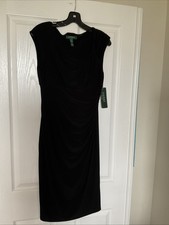 NWT Ralph Lauren Black Stretch Sleeveless Ruched Dress Women’s Size 6