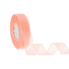 Organza Ribbon 1 Inch 50 Yards Sheer Ribbons for Gift Wrapping, Gold Pink