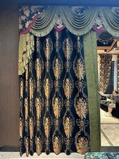 embroidery chenille European green window cloth valance curtain tulle M1931