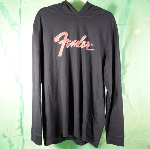 Wrangler,  Fender  LG Men's Black Long Sleeves Hoodie Lightweight Guitar Music