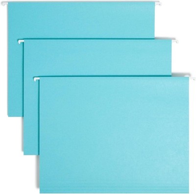 Smead Standard Hanging File Folders, 25 Count, Aqua Blue, 1/5-Cut Adjustable