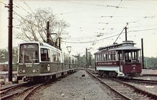 New Meets the Old Boston Light Rail Streetcars Postcard 1977