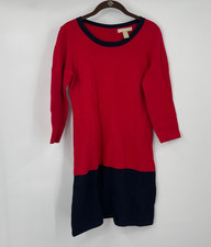 Banana Republic Womens Small Red Blue Casual Knit Sheath Preppy Classic Stretch