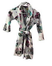 Disney Minnie Mouse Girls Plush Fleece Bathrobe White Pink Size 8 Belted