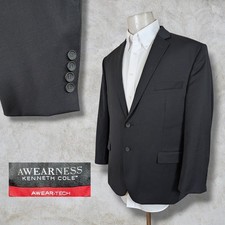 Kenneth Cole Blazer Sport Coat 46S Black Extreme Slim Fit Awareness Notch