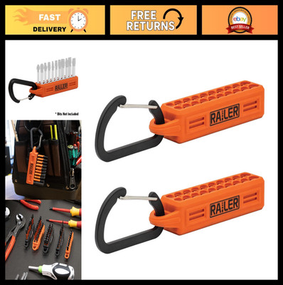 20-Hole Screwdriver Bit Holder Organizer with Carabiner - 2 Pack, Orange Storage