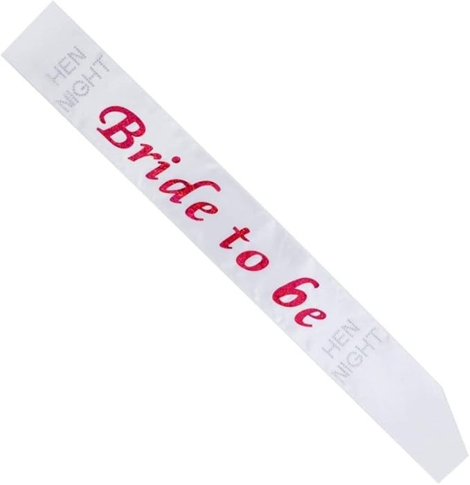 Bride To Be Sash Hen Night Party Hen Do gift accessory Hot Pink White Sparkly