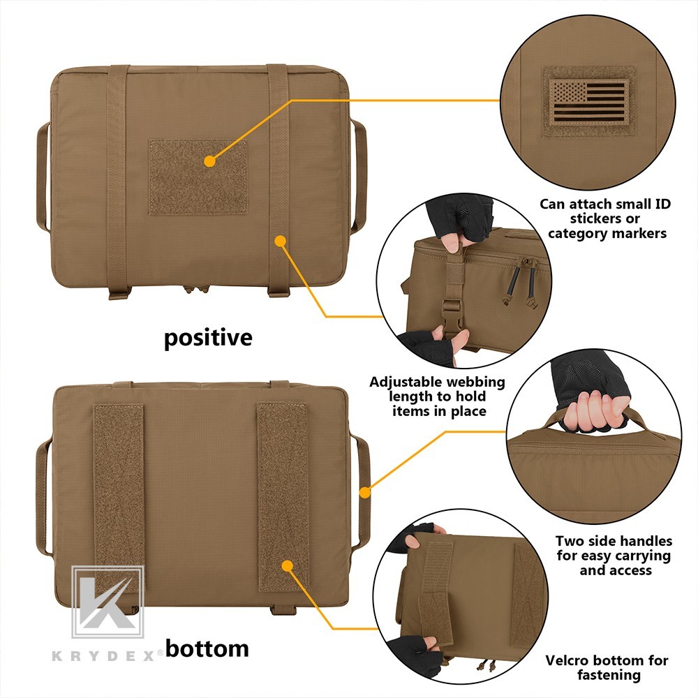 KRYDEX Tactical 4pcs Modular Pouch Set Outdoor Backpack Organizer Travel Pack CB