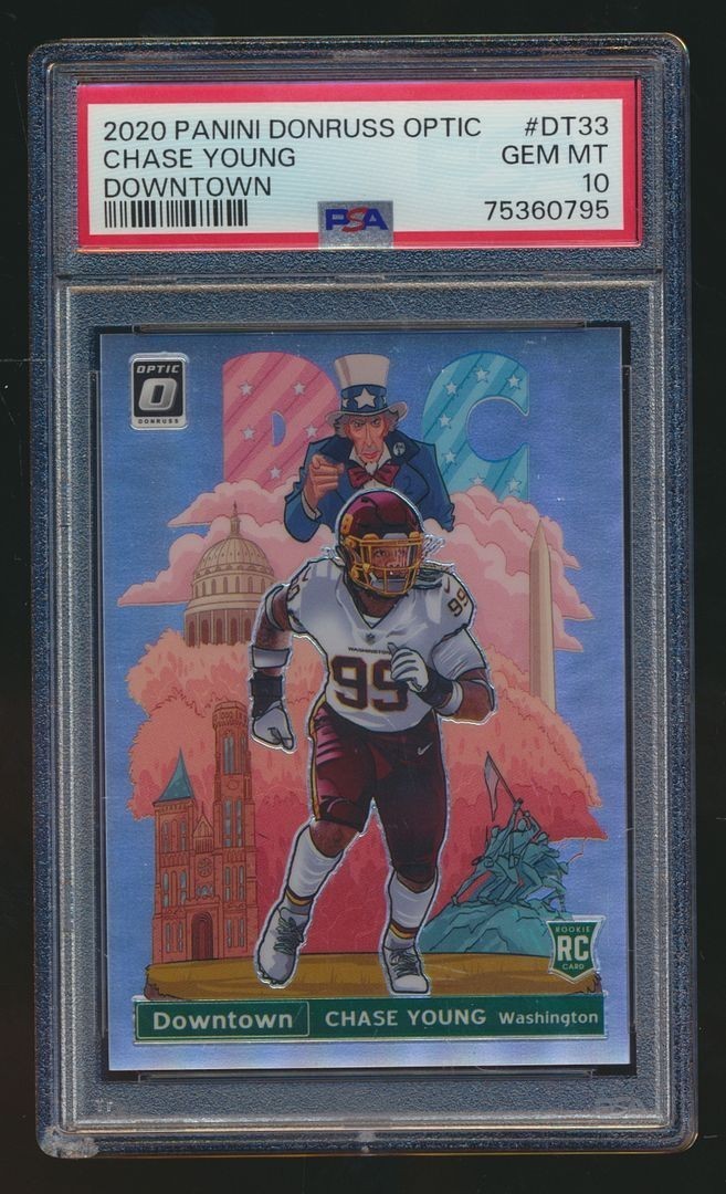 2020 OPTIC DOWNTOWN SSP ROOKIE DAMAGED SLAB PSA 10 CHASE YOUNG COMMANDERS