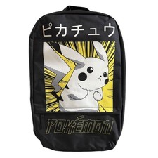 Mochila negra Pokemon Pikachu Kanji Bioworld 2022 Tech Sleeve 11”x19”x5,5” nueva sin etiquetas