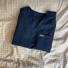 Figs Catarina One Pocket Scrub Top in Harbor Blue SIZE XS
