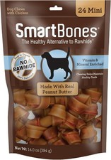 24 Count Rawhide-Free Peanut Butter Chews - Perfect Birthday Treats for Dogs