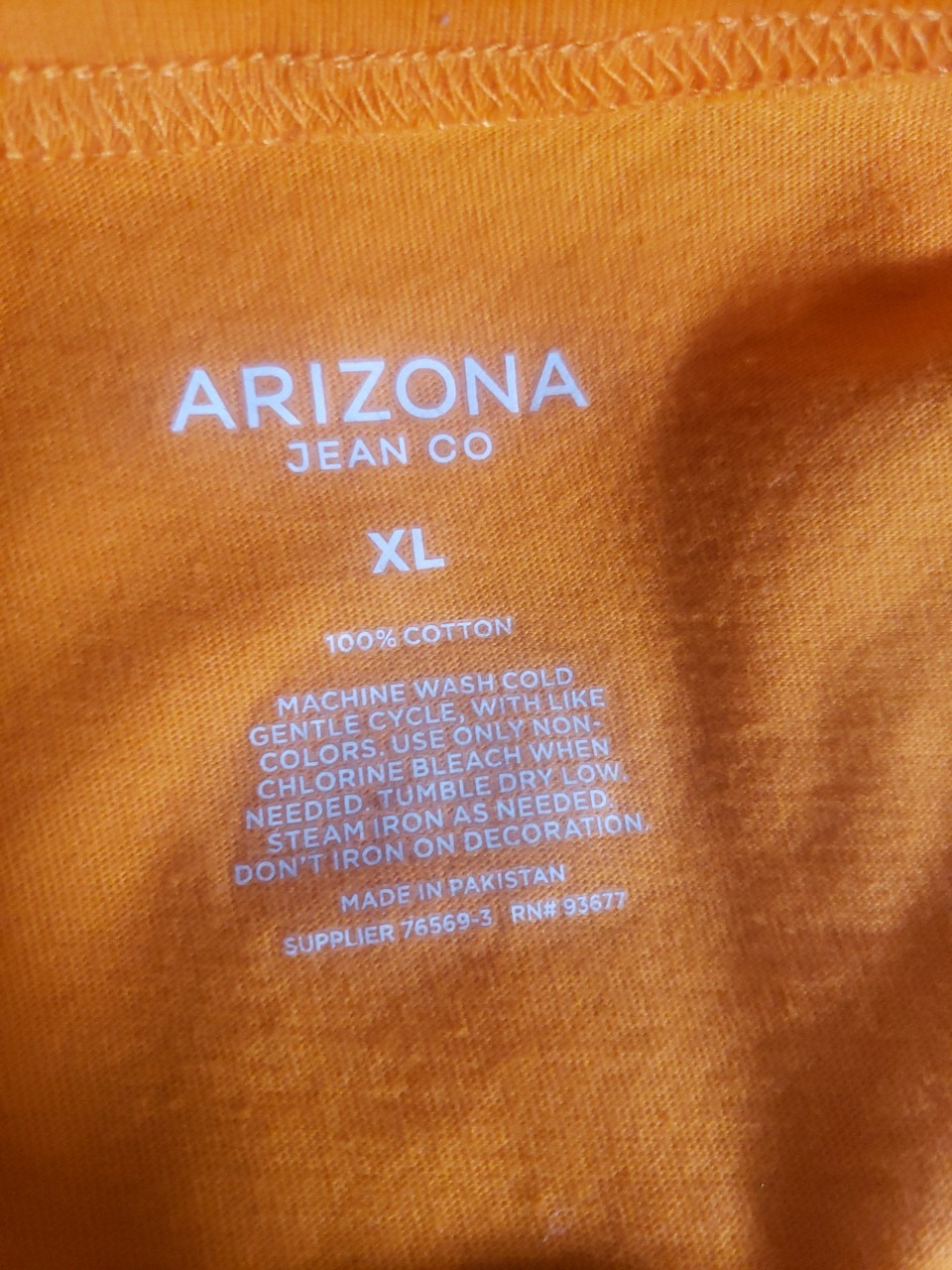Arizona Jean Co Orange Tshirt Short Sleeves Size XLarge Pullover Top 