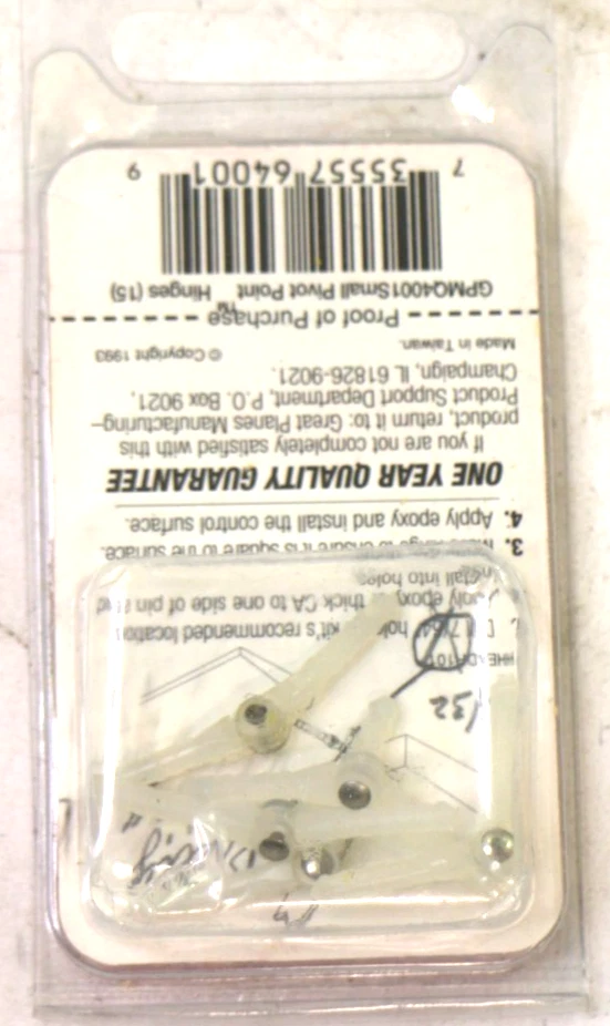 GREAT PLANES Small Pivot Point Hinges 15pcs GPMQ4001 - Image 2 of 2