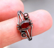 Natural Smoky Quartz Oval  Round 925 Sterling Silver Dainty Oxidized Jewelry