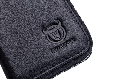 Herren Echt Leder Kreditkartenetui RFID-Schutz Mini Geldbörse Portmonee Schwarz - Bild 4 von 9