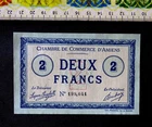 ( USA284 ) , France  Banknote , UNC ,  2 Francs , Amiens city , Year : 1915 .