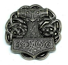 Thor's Hammer Belt Buckle Viking Celtic Raven Skane Metal Pewter Buckle Only