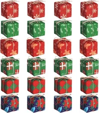 Chivao 24 Pcs Christmas Tree Decorations Mini Presents 1.18 in, Red, Green 