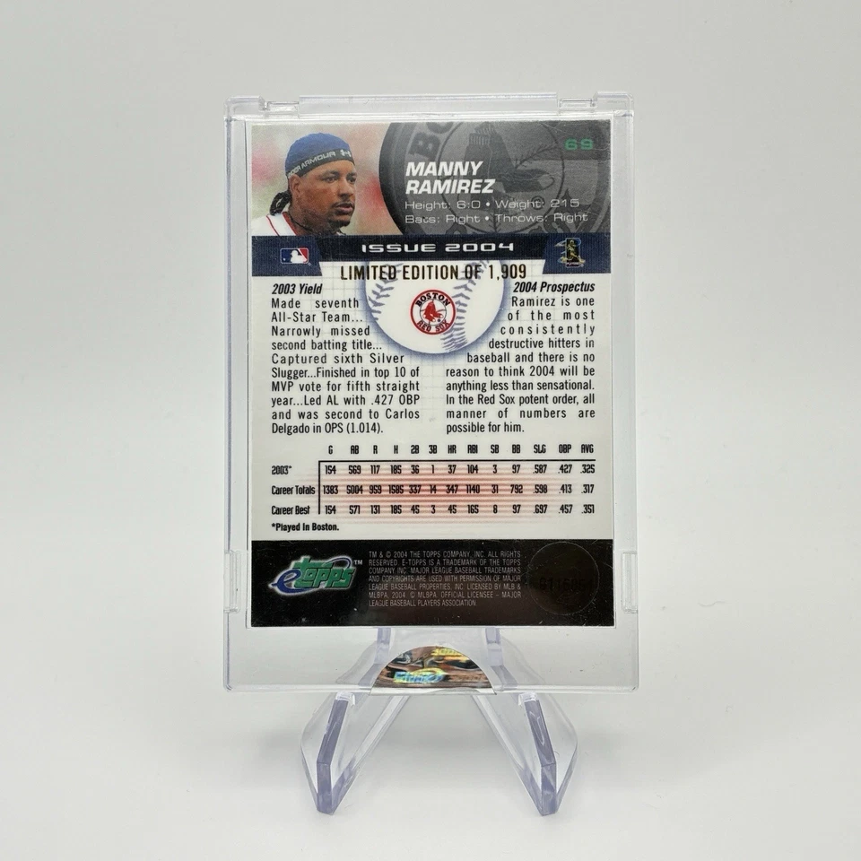 Manny Ramirez Autograph On Card 2004 Boston Red Sox eTopps #69 /105 - Image 3 of 3