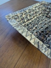 Woven Water Hyacinth Rectangular Tray Basket with Handles - 14" x 11" Boho Decor