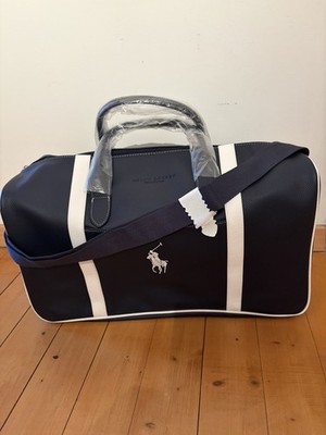 Ralph Lauren Fragrances POLO Duffle Bag Navy Blau Weiß Kunstleder Reise Neu