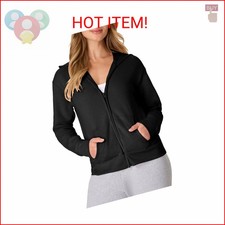 Hanes Women's EcoSmart Full-Zip Hoodie Sweatshirt, Ebony, Medium