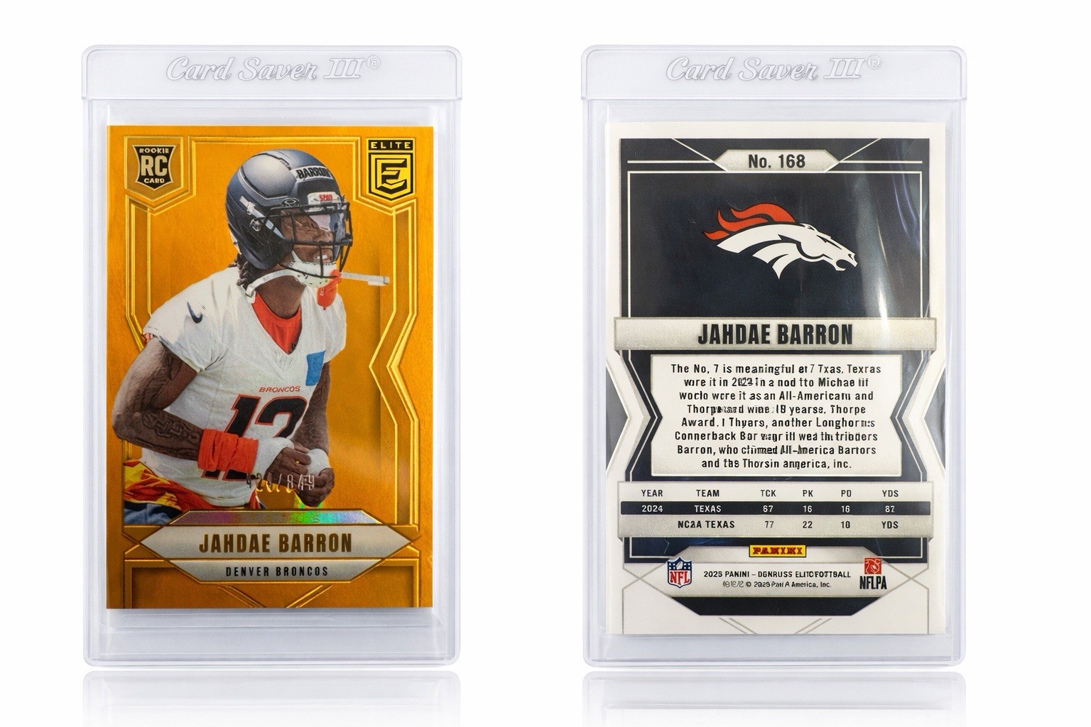 Panini 2025 Donruss Elite Jahdae Barron Rookie Status Orange /849 #168 Broncos