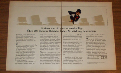 Seltene Werbung IBM PC - 200 Betriebe bekommen Verstärkung Charlie Chaplin 1986