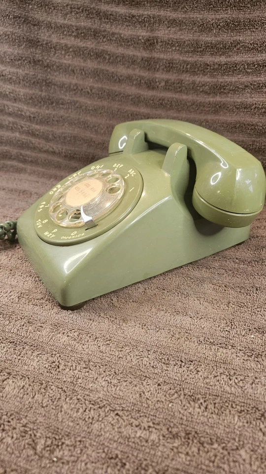 Teléfono giratorio vintage Bell System Western Electric verde oliva C/D 500 sin probar Foto 3 de 4