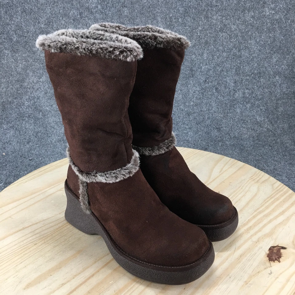 Botas de inverno femininas No Boundaries 8 Chynna marrom couro sintético anabela de pele sintética - Imagem 3 de 4