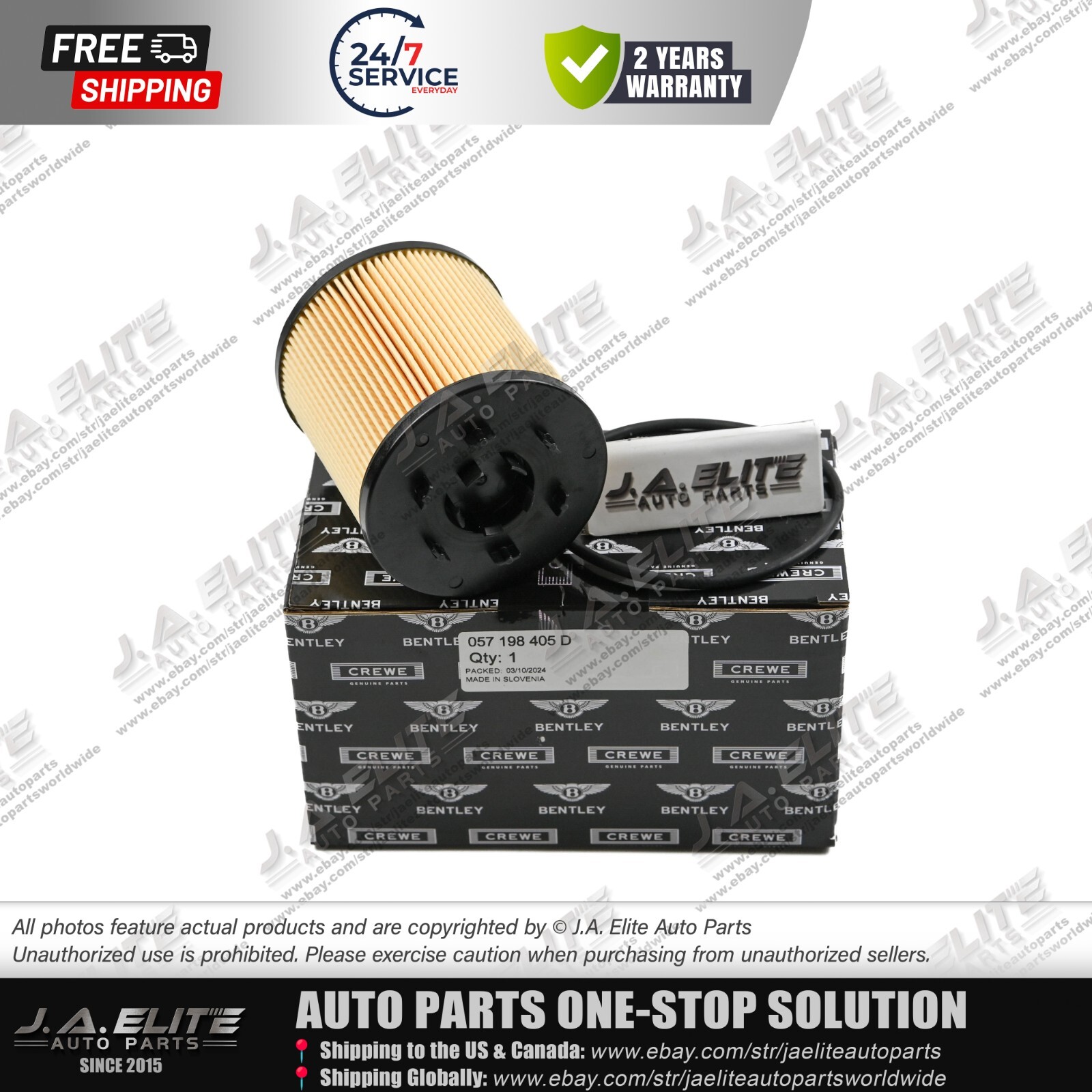 Genuine Oil Filter fits Bentley Bentayga Only Design, 057198405D