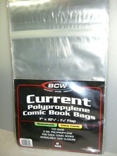 100 BCW RESEALABLE Current THICK Comic Book Poly Bags 2 MIL TAPE CLOSURE