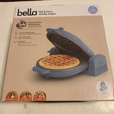 Flip-N-Store Belgian Waffle Maker, Evergood  Ceramic Nonstick Coating, Surf Blue