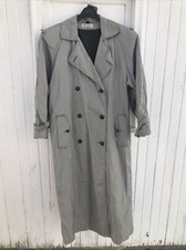 VTG Women's Coat 80s 90s Large Forecaster Boston USA Size 12 Silver Trench Belt
