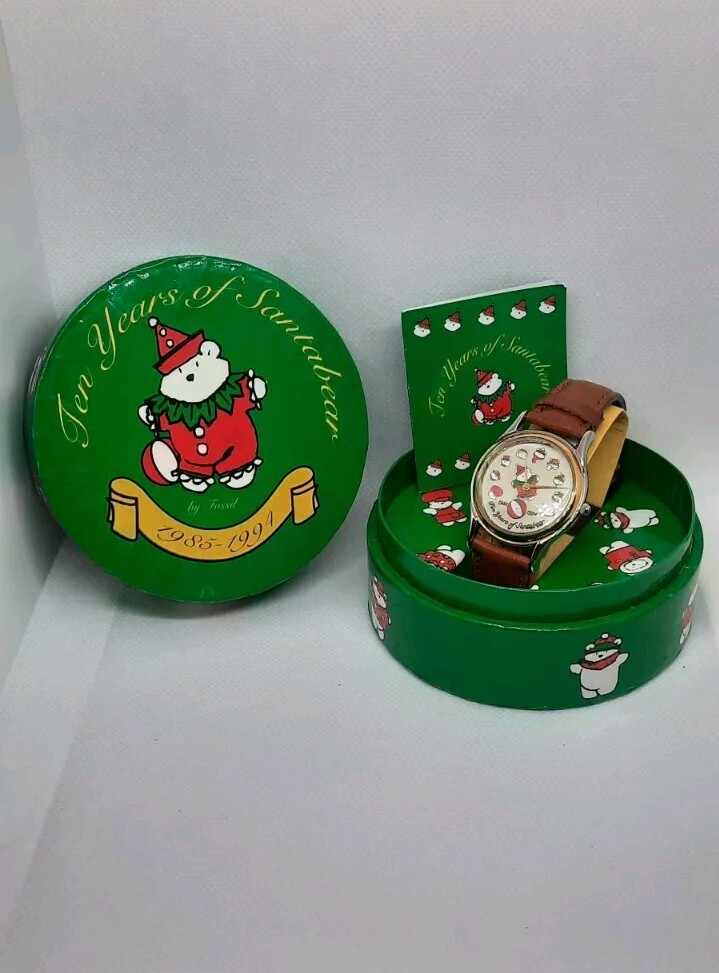 RARE! Vintage Fossil *Ten Years of Santa Bear* Christmas # display picture 3