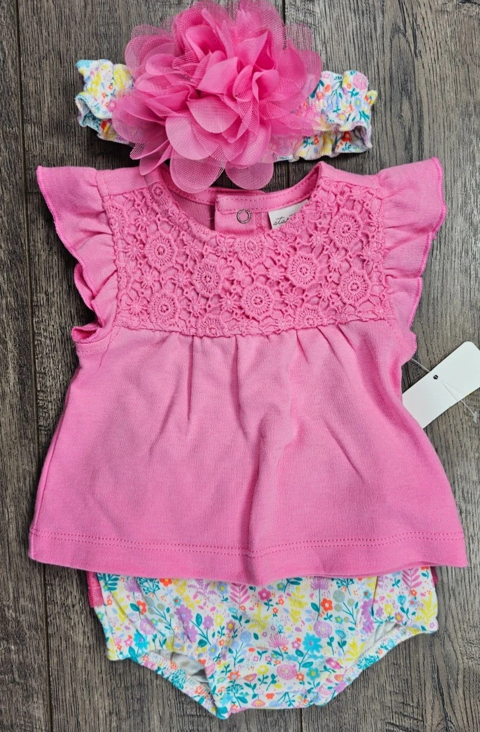 Baby Girl Clothes New Starting Out Newborn 3pc Pink Floral Outfit