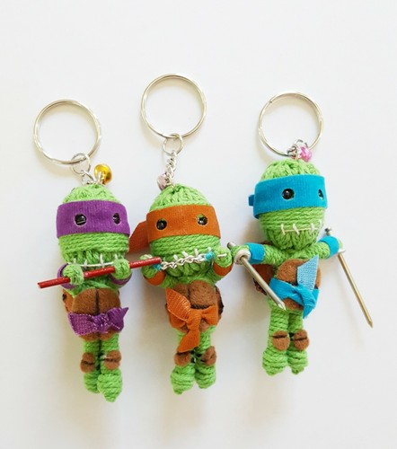 Keyring Teenage Mutant Ninja Turtle Voodoo String Doll Key Fob Orange Mikey Mike - Picture 9 of 9