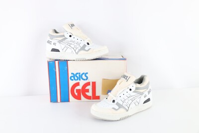 NOS Vintage 90s Asics Mens 6 Spell Out Echelon Sneakers Shoes White Gray AS IS